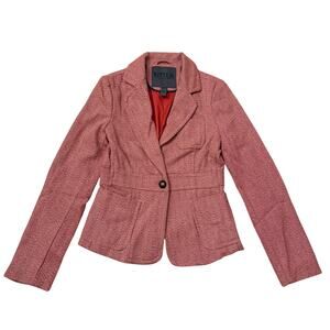 Bitten Sarah Jessica Parker Red Herringbone Wool Blend Blazer Size XS Preppy Y2K